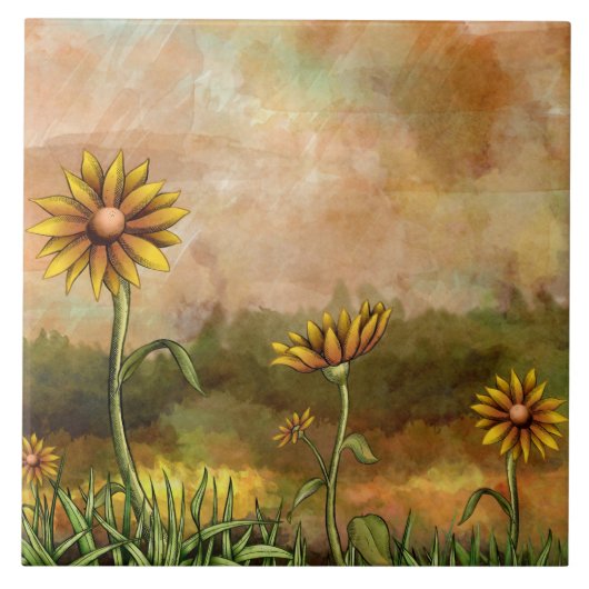 Happy Sunflower Tile Tegeltje (Voorkant)