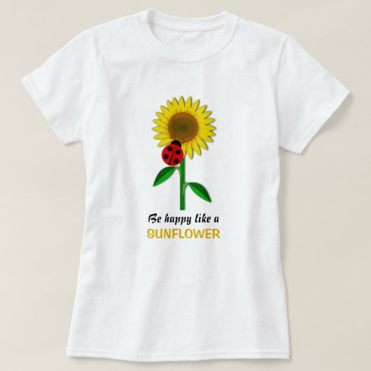 Happy Sunflower Yellow Flower Summer T-shirt (Design voorkant)