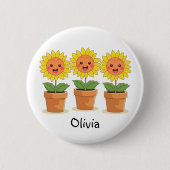 Happy Sunflowers gepersonaliseerd Ronde Button 5,7 Cm (Voorkant)