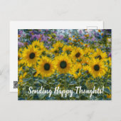 Happy Sunflowers Happy Thoughts Briefkaart (Voorkant / Achterkant)