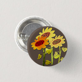  Happy SunFlowers Patroon Brons Ronde Button 3,2 Cm