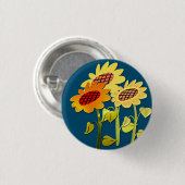 Happy SunFlowers Schattige Blue Ronde Button 3,2 Cm (Voorkant /achterkant)