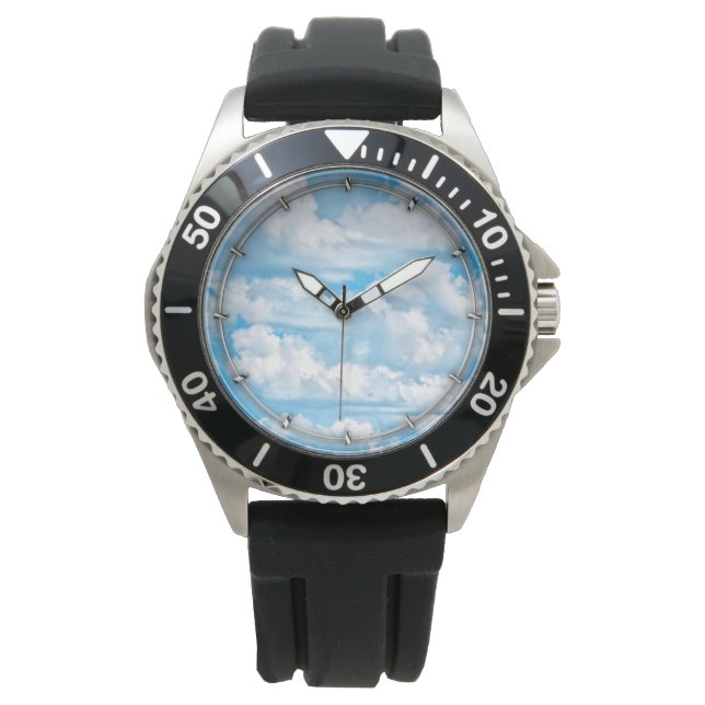 Happy Sunny Clouds Background Scenery Horloge (Voorkant)