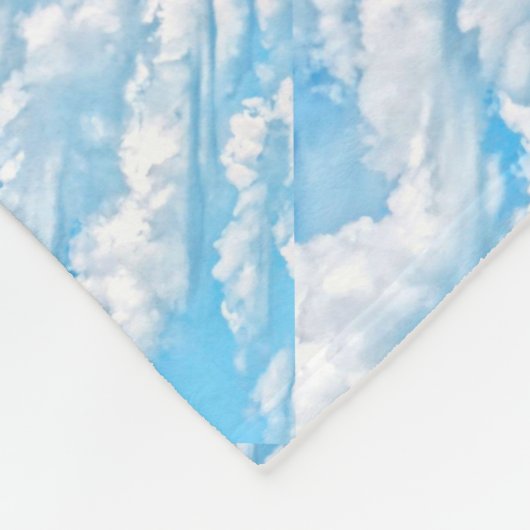 Happy Sunny Clouds Blue Background Fleece Deken (Hoek)