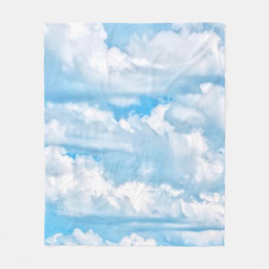 Happy Sunny Clouds Blue Background Fleece Deken (Voorkant)