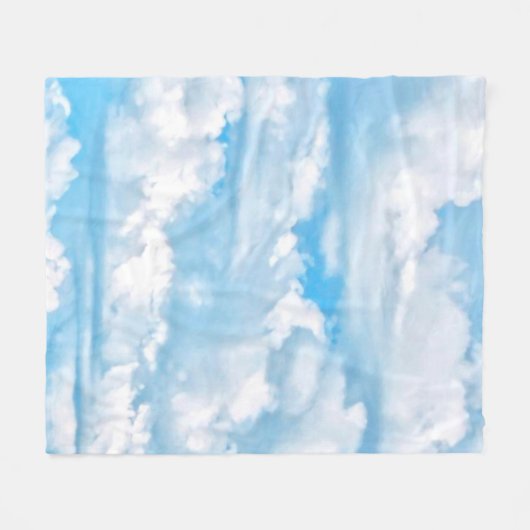 Happy Sunny Clouds Blue Background Fleece Deken (Voorkant (Horizontaal))