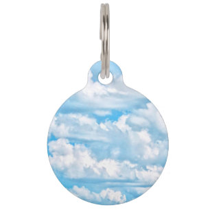 Happy Sunny Clouds Blue Background Huisdierpenning