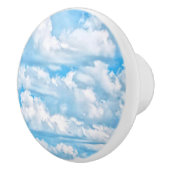 Happy Sunny Clouds Blue Background Keramische Knop (Rechts)