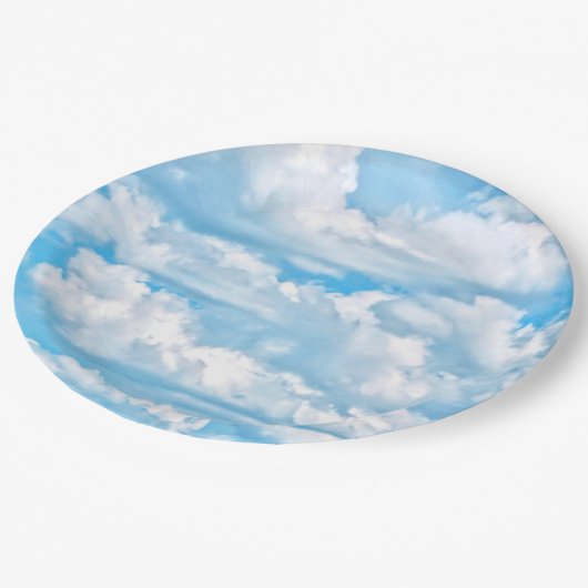 Happy Sunny Clouds Blue Background Papieren Bordje (Gekanteld)