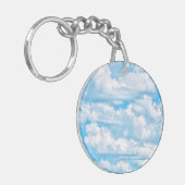 Happy Sunny Clouds Blue Background Sleutelhanger (Voorkant Links)