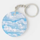 Happy Sunny Clouds Blue Background Sleutelhanger (Achterkant)