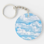 Happy Sunny Clouds Blue Background Sleutelhanger (Voorkant)