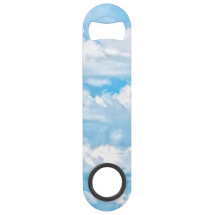 Happy Sunny Clouds Blue Background Speed Flessenopener