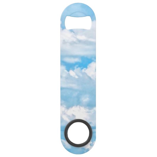 Happy Sunny Clouds Blue Background Speed Flessenopener (Voorkant)