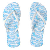 Happy Sunny Clouds Blue Background Teenslippers (Voetbed)