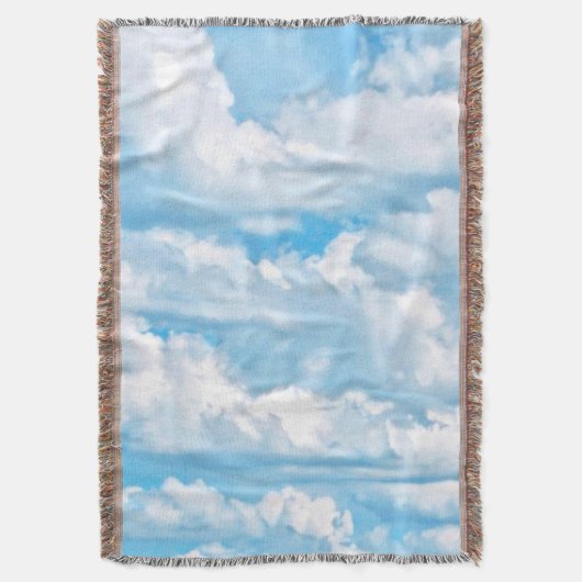 Happy Sunny Clouds Light Blue Sky Achtergrond Deken (Voorkant Verticaal)