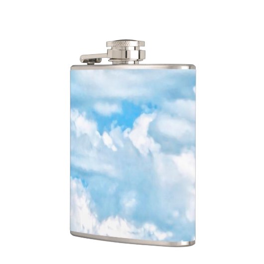 Happy Sunny Clouds Light Blue Sky Achtergrond Heupfles (Links)