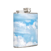 Happy Sunny Clouds Light Blue Sky Achtergrond Heupfles (Rechts)