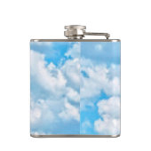 Happy Sunny Clouds Light Blue Sky Achtergrond Heupfles (Achterkant)