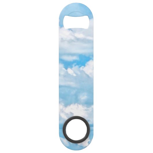 Happy Sunny Clouds Light Blue Sky Achtergrond Speed Flessenopener (Achterkant)