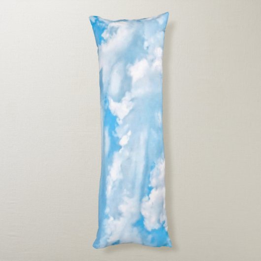 Happy Sunny Clouds over Print Background Lichaamskussen (Achterkant (Verticaal))