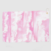 Happy Sunny Clouds Roze Fuchsia Achtergrond op een Golfhanddoek (Horizontaal)