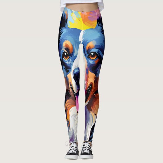 Happy Sunny Puppy Waterverf Leggings (Voorkant)