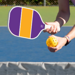 Happy Sunny Wide Yellow Stripe Paarse achtergrond Pickleball Paddle