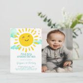 Happy Sunshine 1e Verjaardagsfeestfoto Kaart (Staand voorkant)