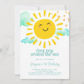 Happy Sunshine 1st Birthday Party Kaart (Voorkant)