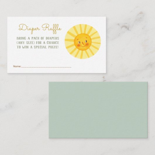 Happy Sunshine Baby Diaper Raffle Enclosur Enclos Informatiekaartje (Voorkant / Achterkant)