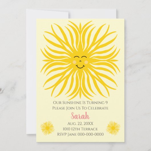 Happy Sunshine Birthday Kaart (Voorkant)