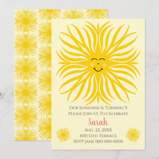 Happy Sunshine Birthday Kaart (Voorkant / Achterkant)
