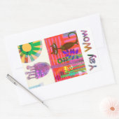 Happy Sunshine Cat Flower Garden Rechthoekige Sticker (Envelop)