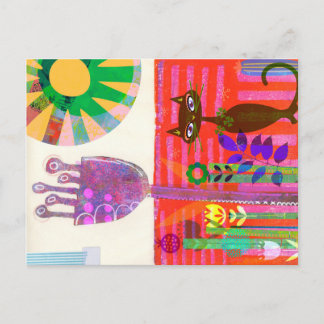 Happy Sunshine Cat Garden Party Briefkaart