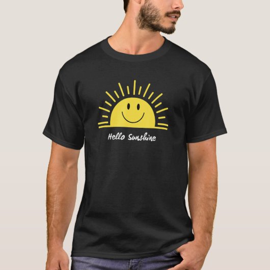 Happy Sunshine Cute Yellow Smile Face Sun glimlach T-shirt (Voorkant)