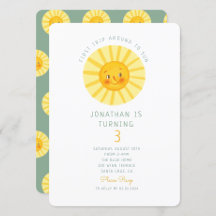 Happy Sunshine Eerste reis Verjaardag uitnodiging