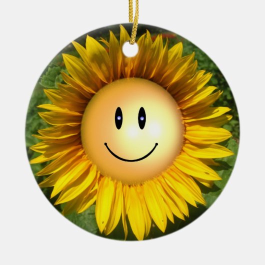 Happy Sunshine Flower Keramisch Ornament (Voorkant)