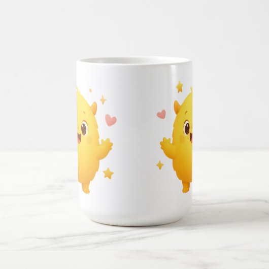 Happy Sunshine Monster Kids Mug — Cheerful Yellow Koffiemok (Center)