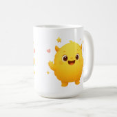Happy Sunshine Monster Kids Mug — Cheerful Yellow Koffiemok (Voorkant rechts)