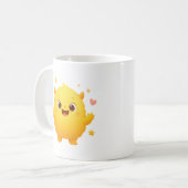 Happy Sunshine Monster Kids Mug — Cheerful Yellow Koffiemok (Voorkant links)
