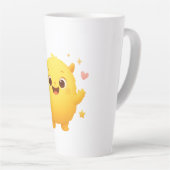 Happy Sunshine Monster Kids Mug — Cheerful Yellow Latte Mok (Rechterhoek)