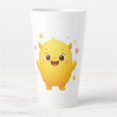Happy Sunshine Monster Kids Mug — Cheerful Yellow Latte Mok (Voorkant)