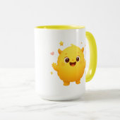 Happy Sunshine Monster Kids Mug — Cheerful Yellow Mok (Voorkant rechts)