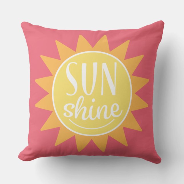Happy Sunshine Pink en Yellow Buitenkussen (Voorkant)
