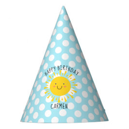 Happy Sunshine Polka Dot Blue Birthday Feesthoedjes