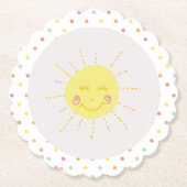 Happy Sunshine polkadot Party Paper Bord Kartonnen Onderzetters (Voorkant)