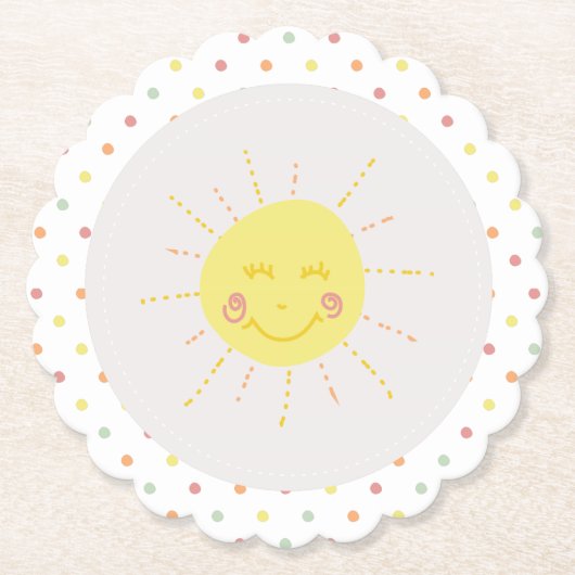 Happy Sunshine polkadot Party Paper Bord Kartonnen Onderzetters (Voorkant)