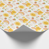 "Happy Sunshine & Rainbow Friends – Cute Kids Room Cadeaupapier (Hoek)