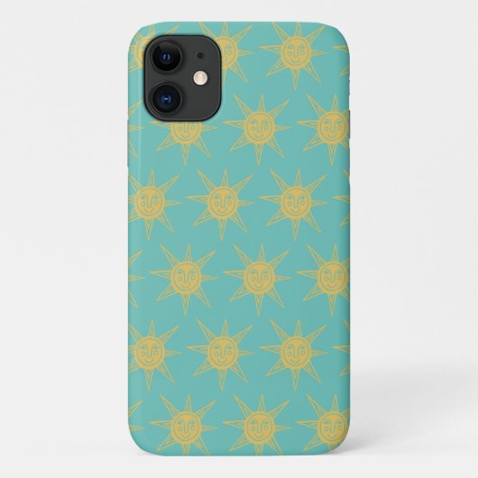 Happy Sunshine Suns Pattern blauwgroen Case-Mate iPhone Case (Achterkant)